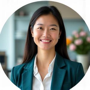 Dr. Evelyn Chen, a nutritionist smiling confidently